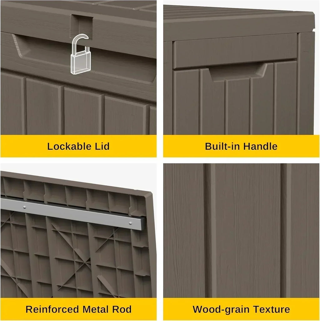 EAST OAK Outdoor Storage Box 60 Gallon Deck Box Indoor and Outdoor Use Waterproof Resin Storage wourant