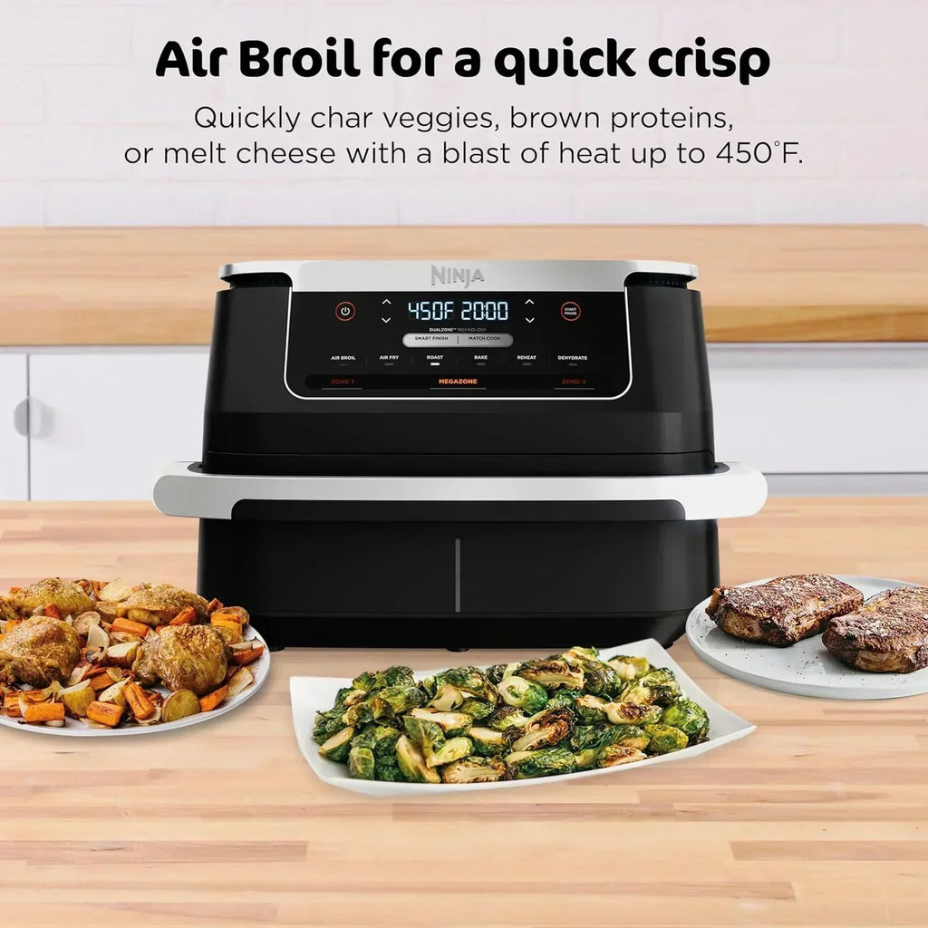 Ninja Foodi 6-in-1 FlexBasket Air Fryer with 7 QT MegaZone Basket Divider for Large Proteins wourant