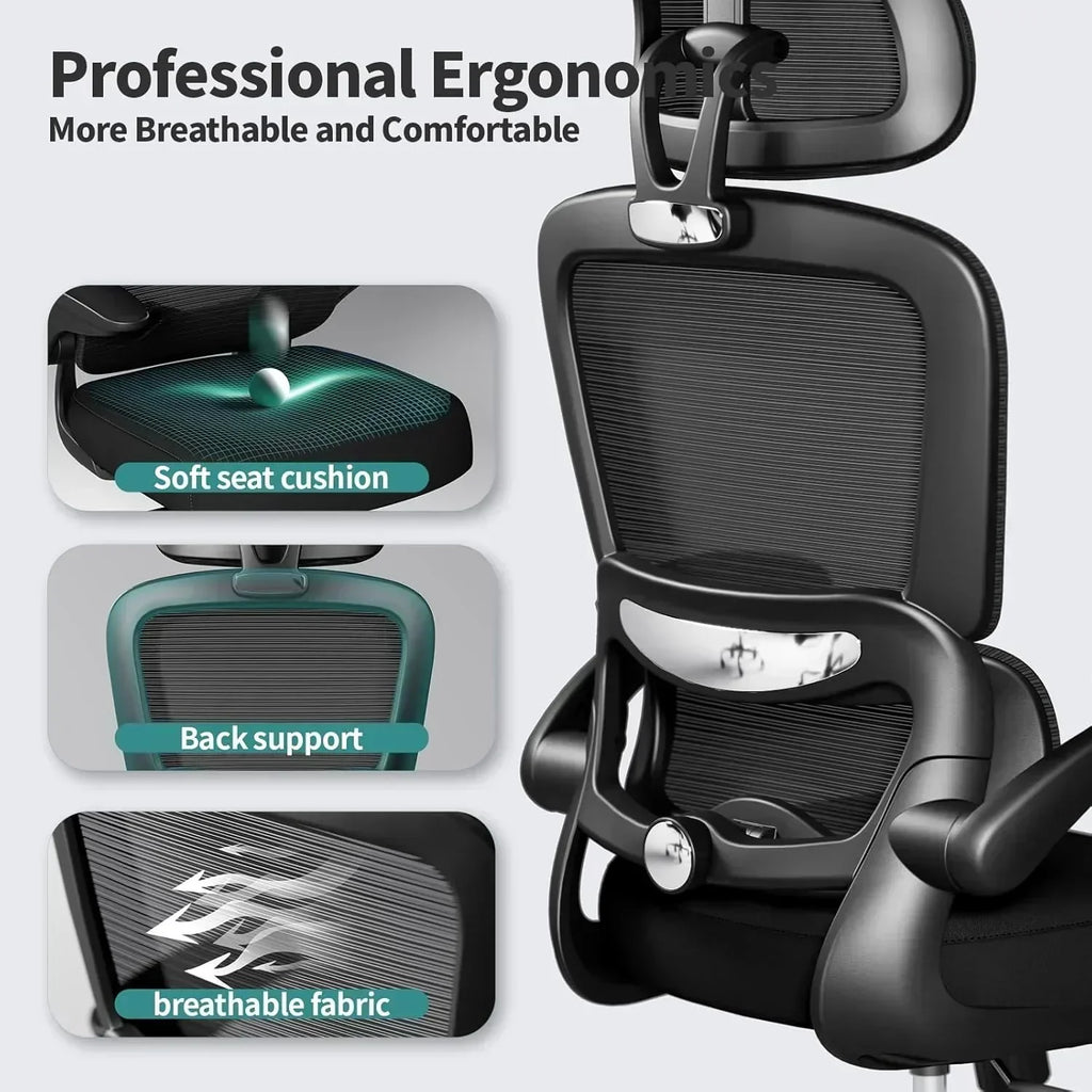 Office Chair Ergonomic Desk Chair 330 lbs Home Mesh Desk Chair Comfortable Gaming Chair wourant