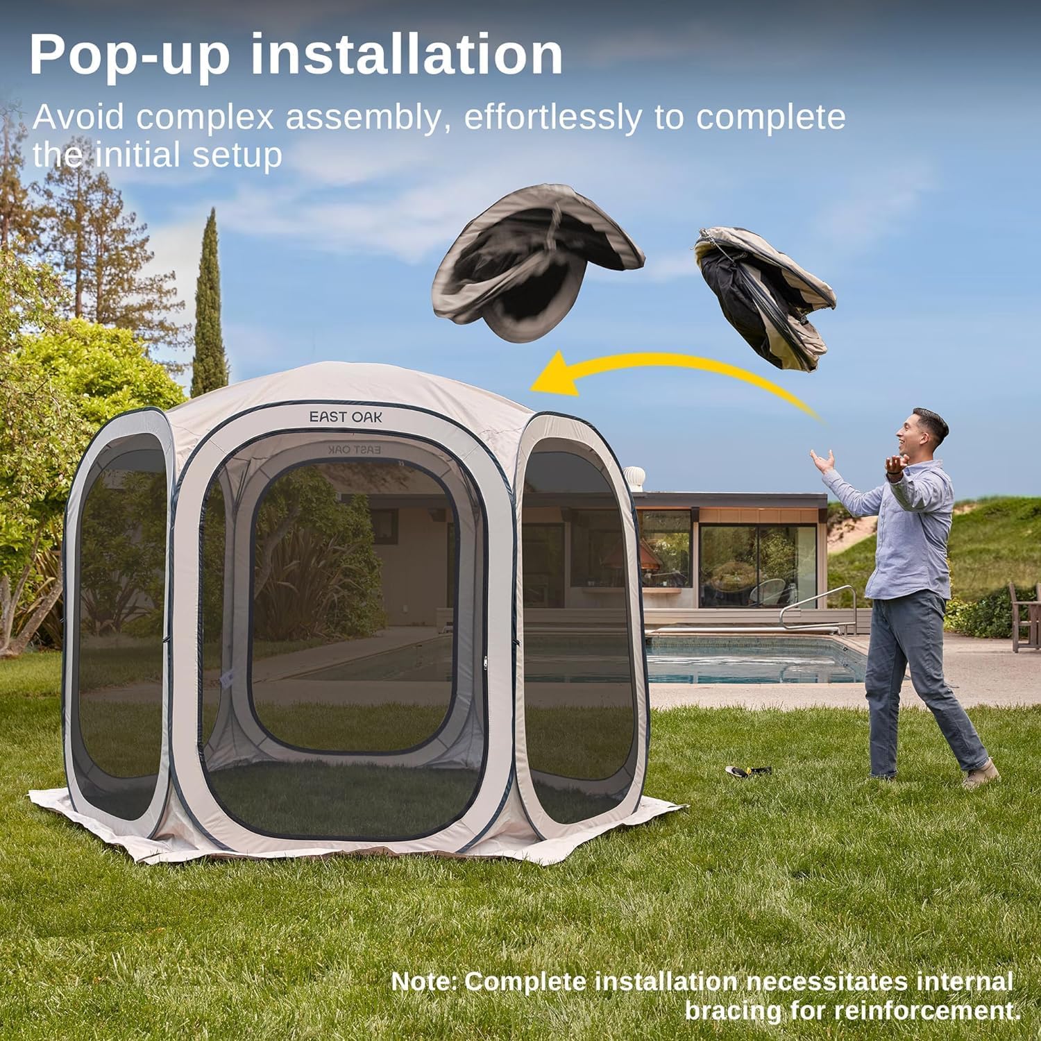 EAST OAK Screen House Tent Pop-Up Portable Screen Room Canopy Instant Screen Tent 10 x 10 FT wourant