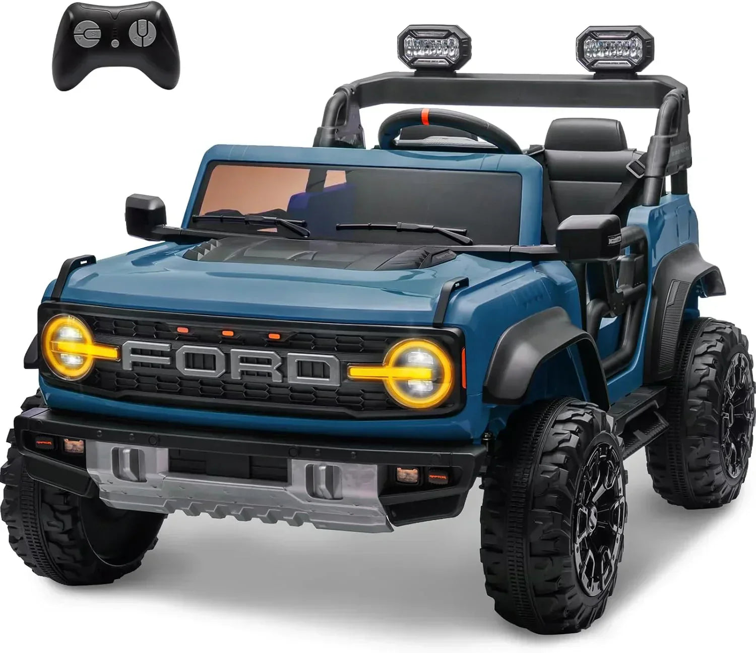 Bronco Raptor Two-Seater Ride-On Car Truck Toy Blue wourant