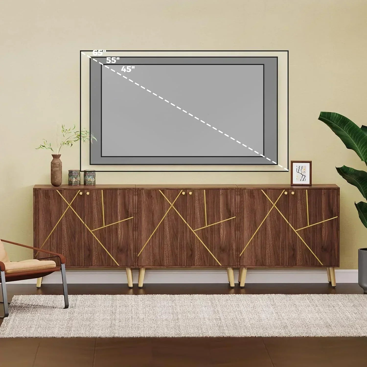 Free Standing Cabinet Black Wood for Living Room Bedroom Dining Room Hallway wourant