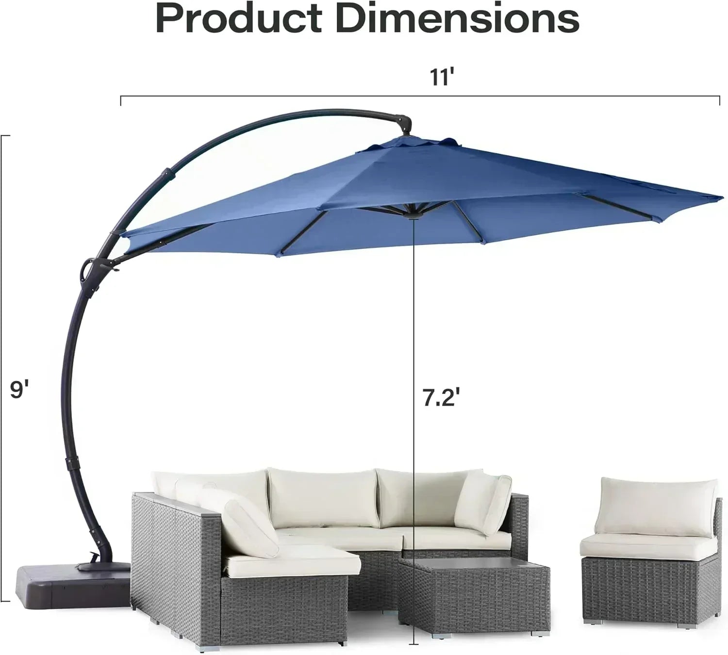 LAUSAINT HOME Outdoor Patio Umbrella with Base included 11 FT Deluxe Curvy Cantilever Umbrella wourant