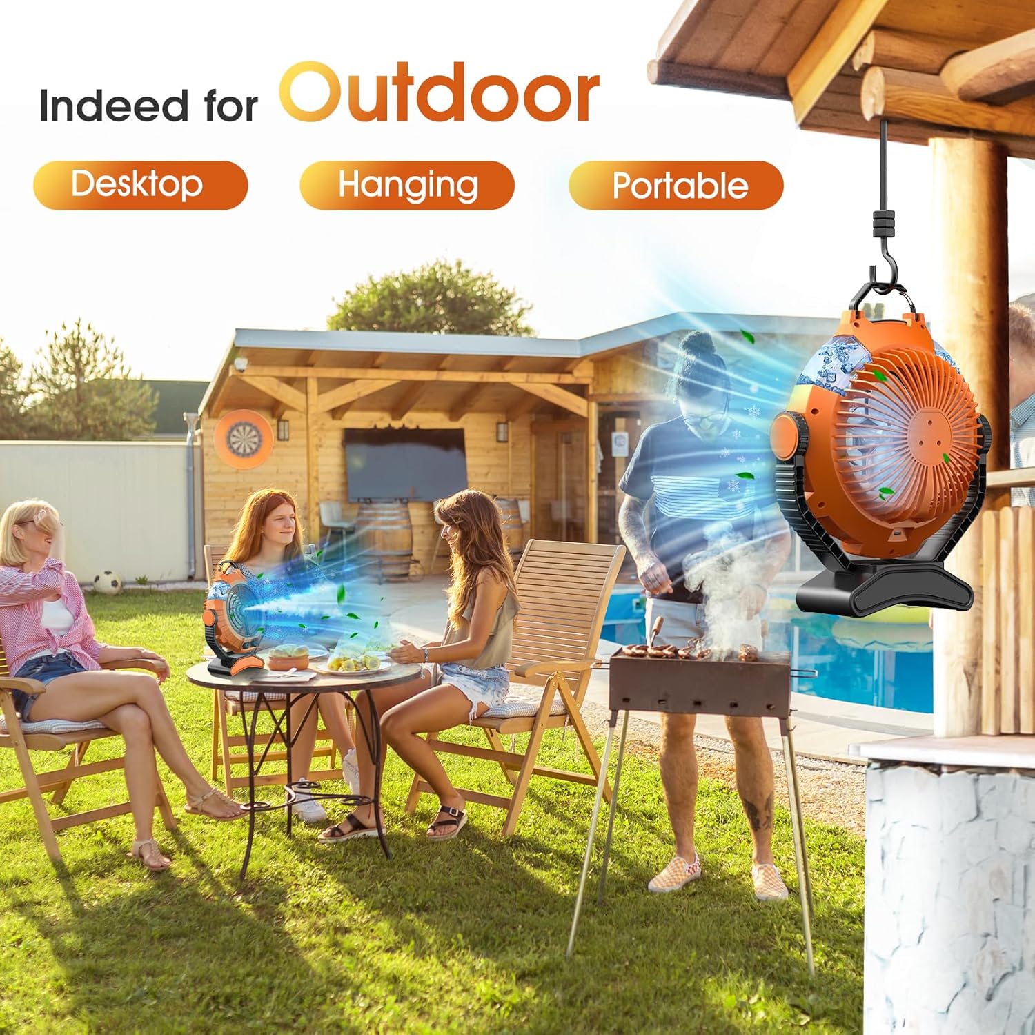 JYew Portable Air Conditioners Misting Fan With 10000mAh Rechargeable Battery Operated Fan wourant
