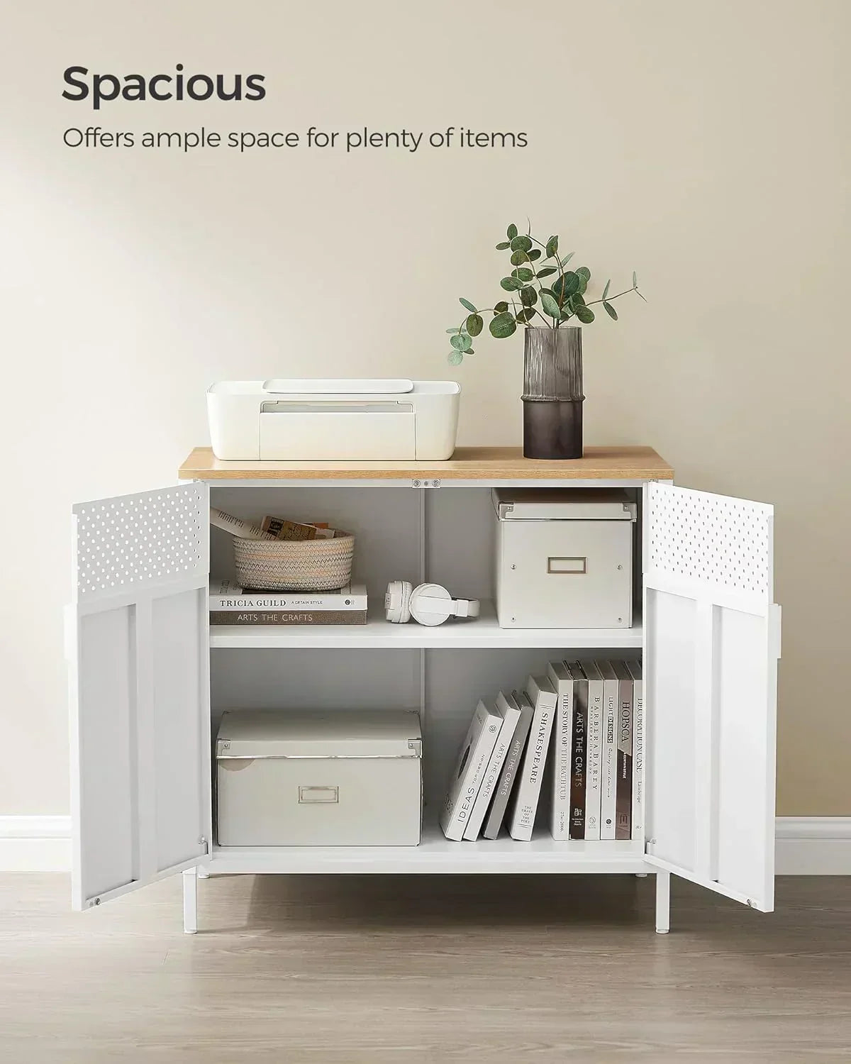 SONGMICS Storage Cabinet Metal Cabinet Sideboard with 2 Doors 15.7 x 31.5 x 29.9 inches wourant