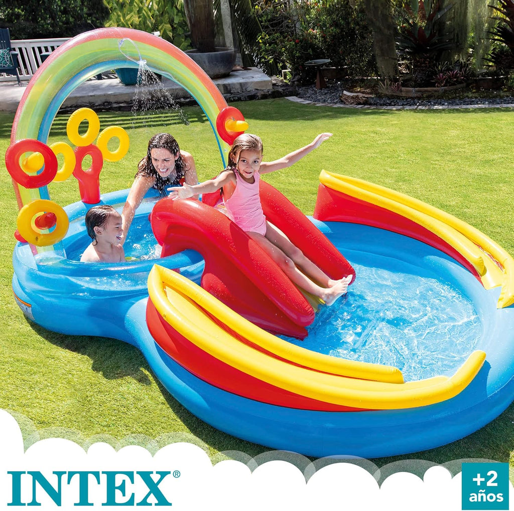 Intex 96" x 78" x 28" Inflatable Jungle Adventure Play Center Spray Kiddie Pool Water Slide wourant