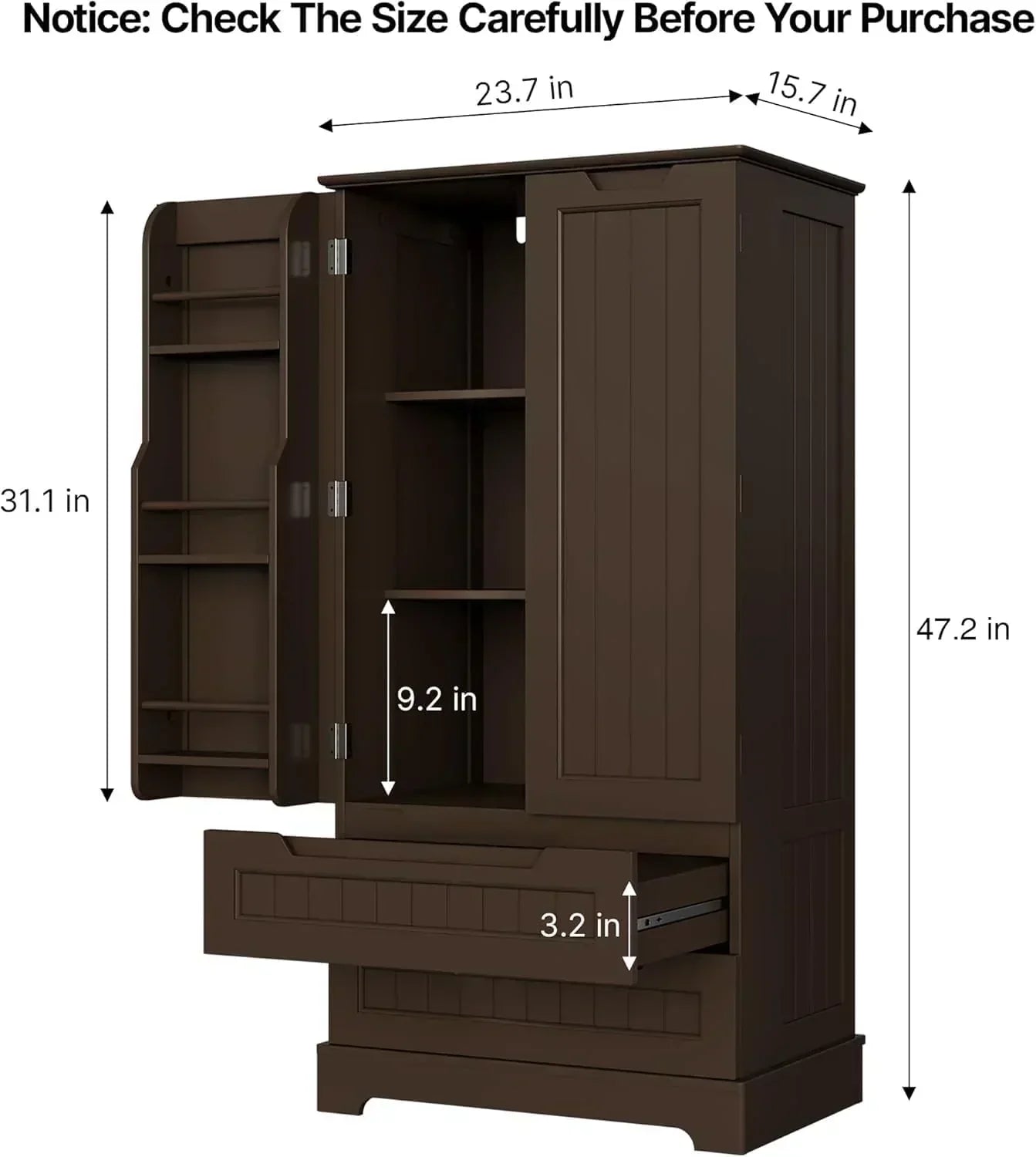 Gizoon Kitchen Pantry Cabinet with Drawers Freestanding Bathroom Storage Cabinet with Doors wourant