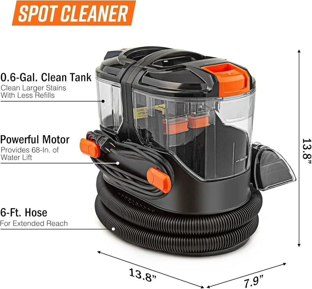 7 Amp Portable Spot Cleaner for Car Cleaning Carpet and Upholstery Stain Removal wourant
