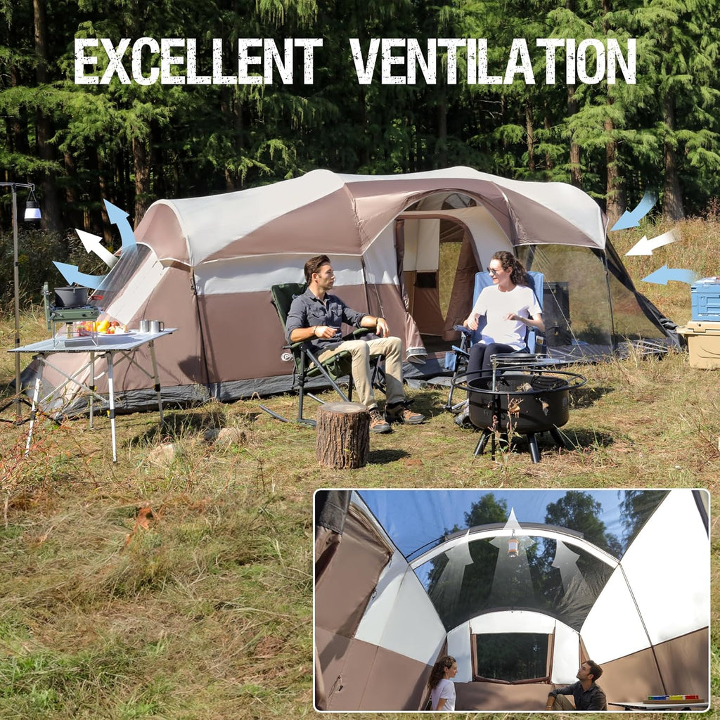 PORTAL 6/8/10 Person Family Camping Tent with Screen Room Water Resistant Big Tunnel Tent wourant