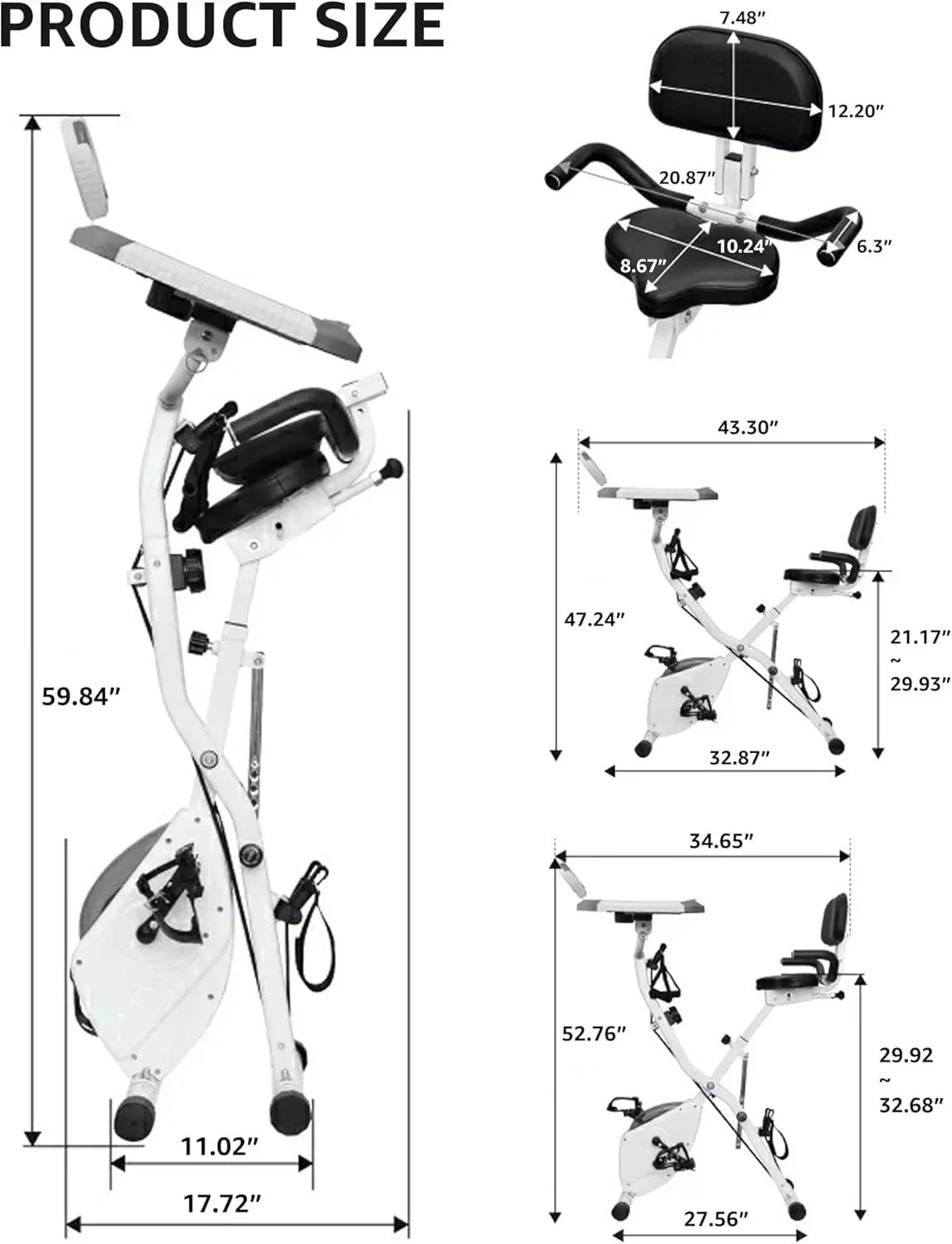 Foldable Exercise Bike Stationary Bikes  5 IN 1 Indoor Workout Cycling Bike Quiet Magnetic Resistance wourant