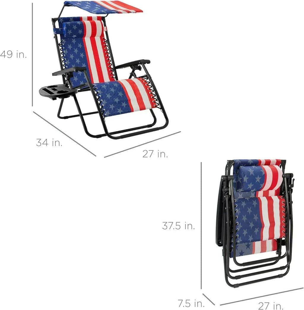 Best Choice Products Folding Zero Gravity Recliner Patio Lounge Chair Adjustable Canopy Shade wourant