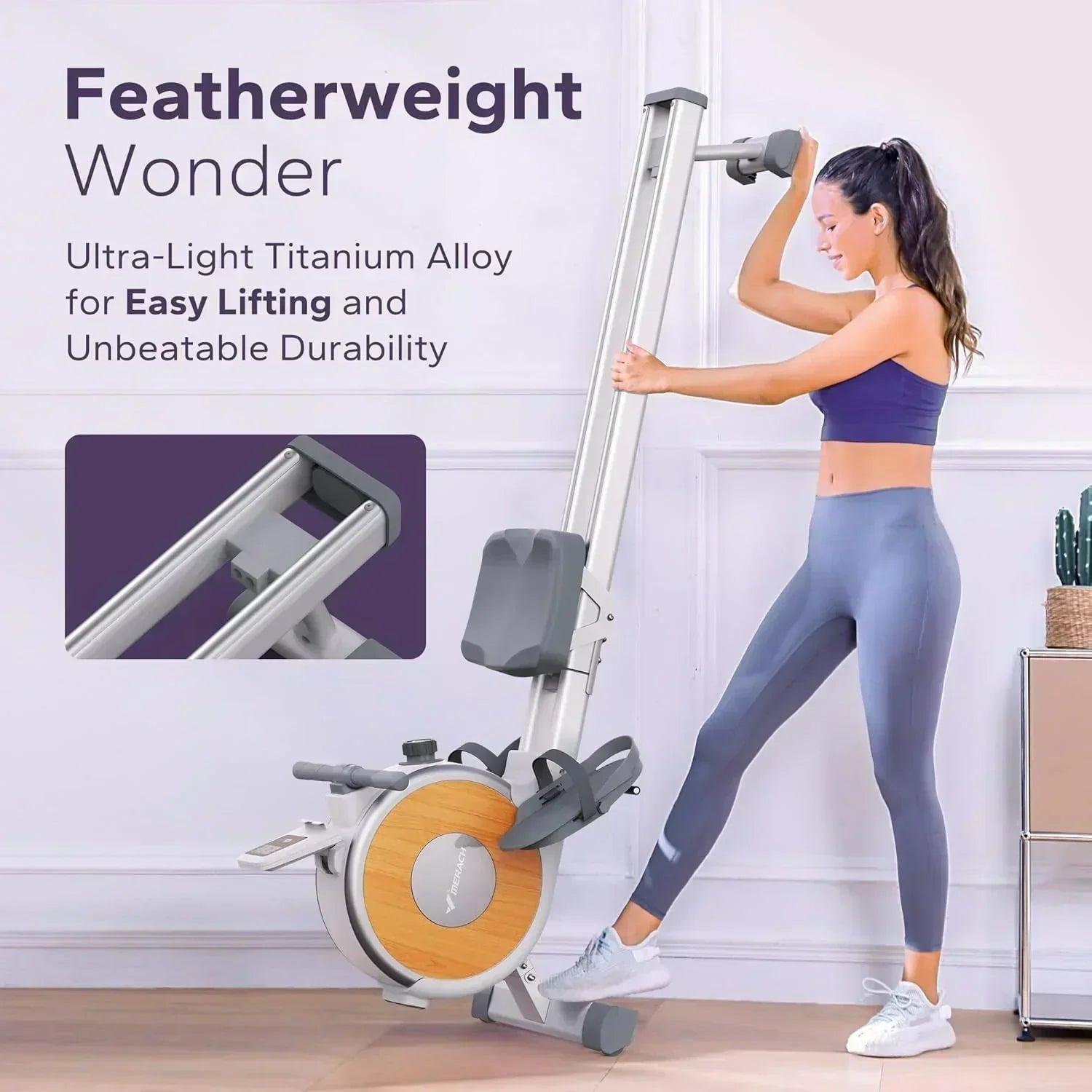 Merachi household rowing machine silent resistance dual-slide design wourant
