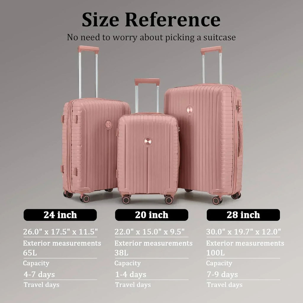 5-piece PP hardshell lightweight travel carry-on luggage set with dual spinner wheels wourant