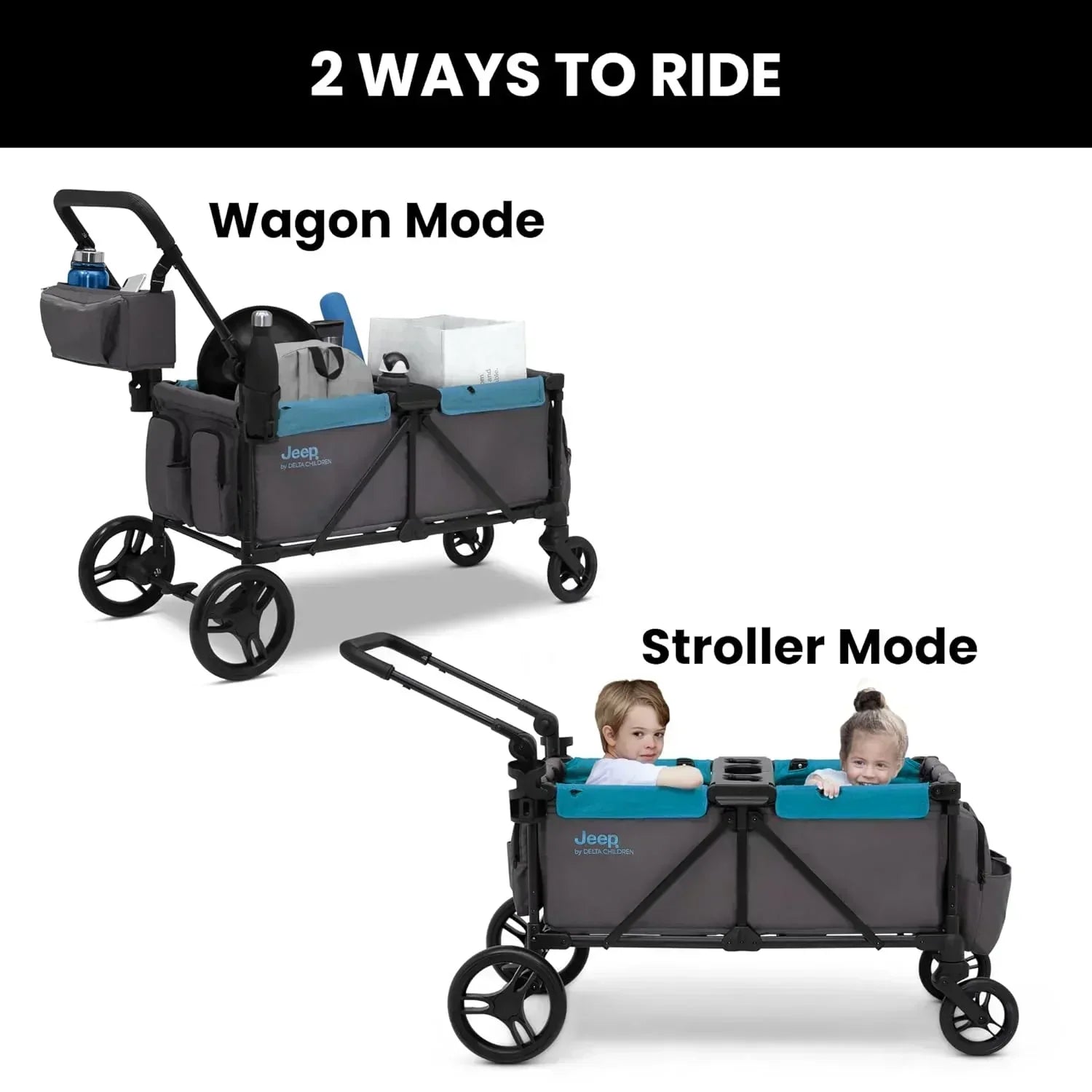 Jeep Sport All-Terrain Stroller Wagon by Delta Children Includes Canopy Parent Organizer wourant