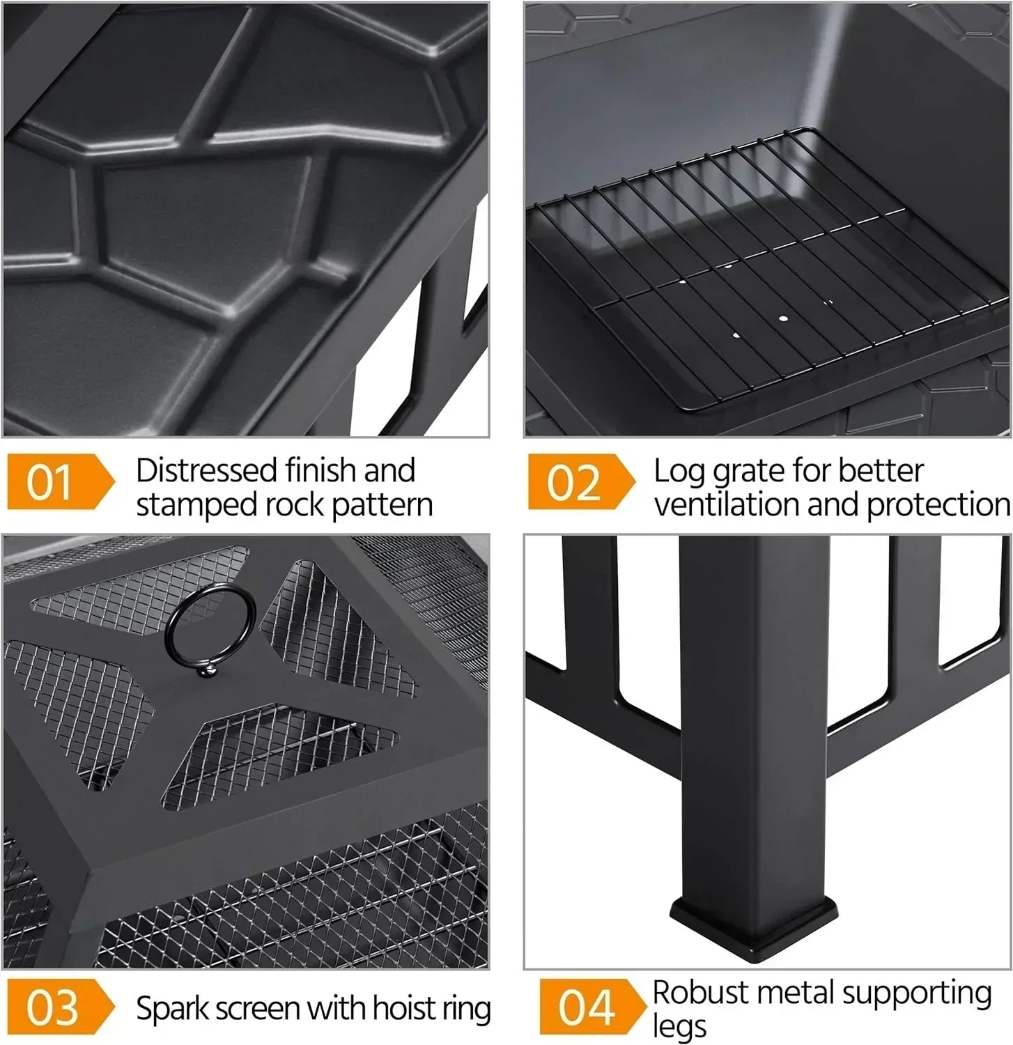 Yaheetech Multifunctional Fire Pit Table Square Metal Firepit Stove Backyard Patio Garden Fireplace wourant