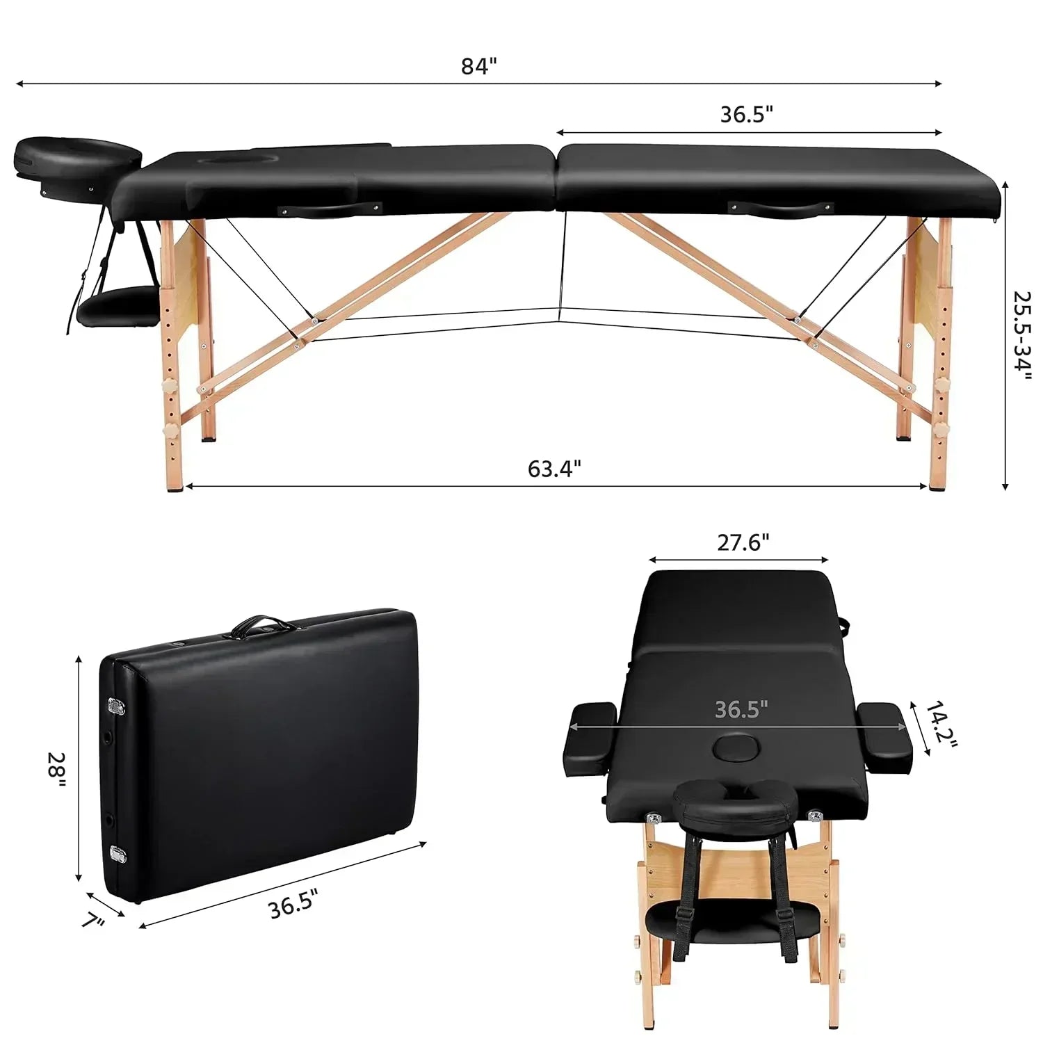 Yaheetech Massage Table Portable Lash Beds Spa Bed Massage Couch Foldable Spa Tables wourant