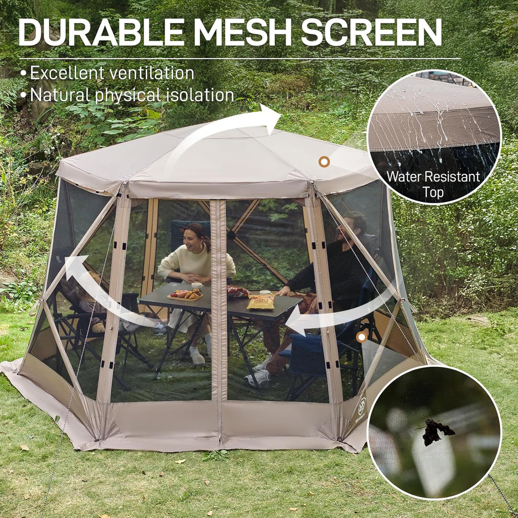 Pop up Screen House Tent for Camping 11.5 x 9.8 ft Instant Screened Gazebo Canopy wourant