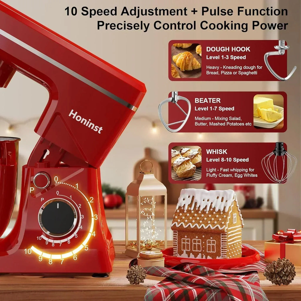 10-Speed Stand Mixer with 8-in-1 Splash Guard Tilt Head 6-Quart Stainless Steel Bowl wourant
