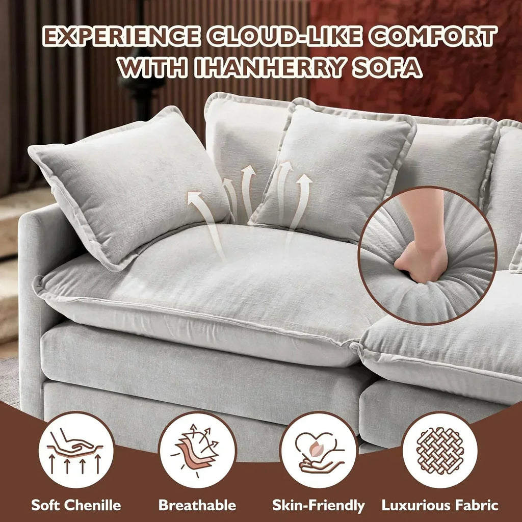 111.4 Inch L Shaped Modern Sofa Modular Cloud Sofa with Ottoman 4 Seater Chenille Deep Seat Sofa wourant