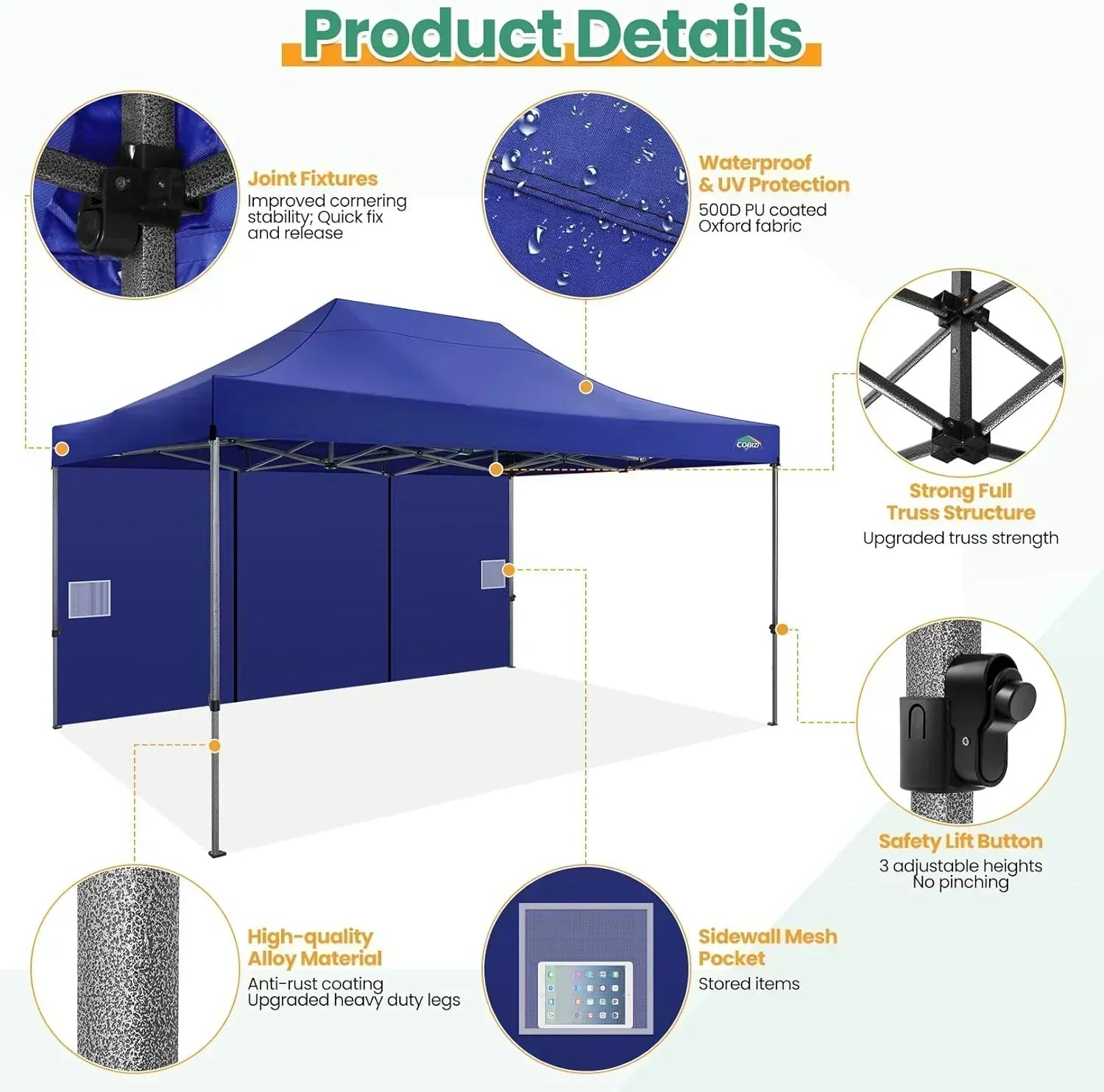 COBIZI 10x20 Heavy Duty Pop up Canopy Tent 6 sidewalls Commercial Canopy Wedding Party Tents wourant