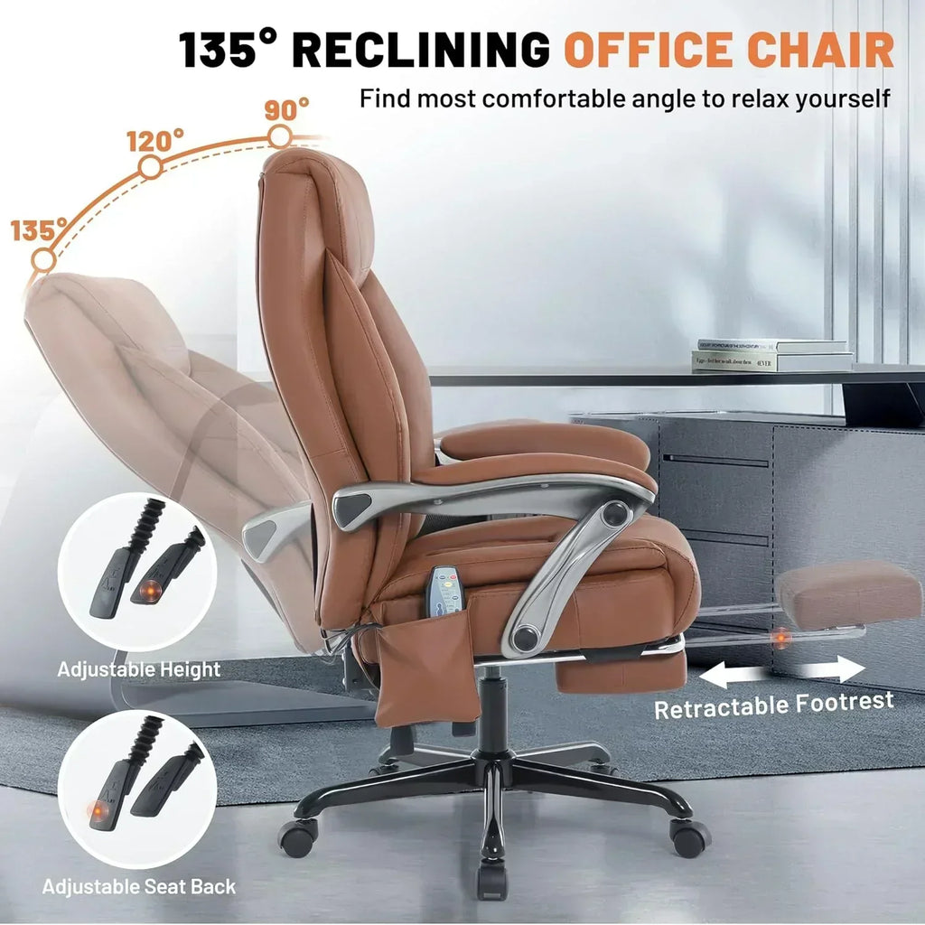 Massage Office Chair with Heating and Footrest Ergonomic Executive Reclining Office Chair wourant