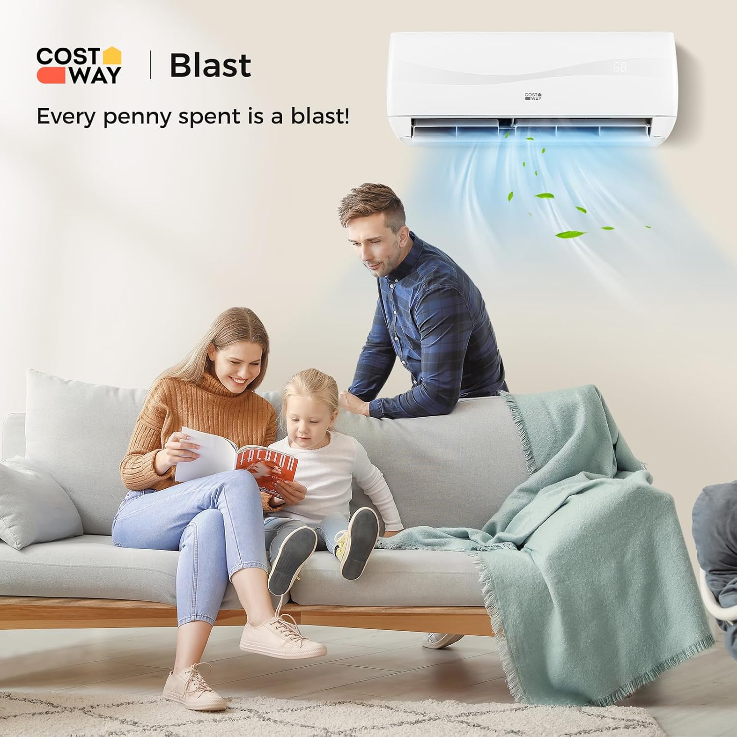 COSTWAY 12000BTU Mini Split Air Conditioner Heater 20 SEER2 115V Wall-Mounted Ductless wourant