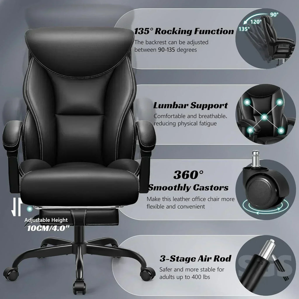 Office Chair Large High-Foot Computer Desk Chair Chair Lumbar Support Rotating Computer Chair wourant