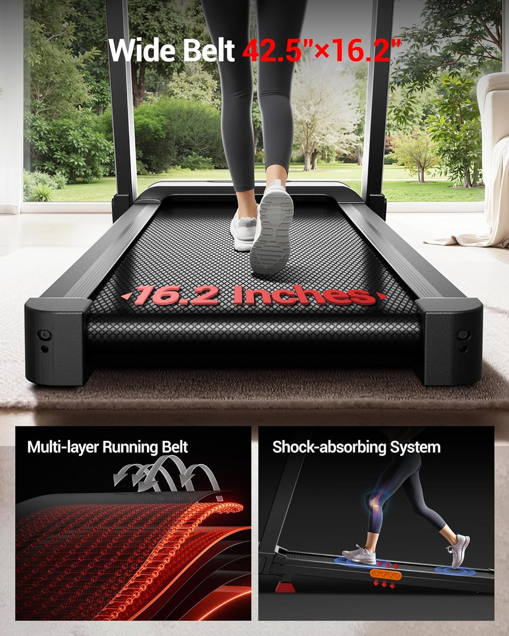 UMAY household folding tilt treadmill with heart rate sensor Low noise wourant