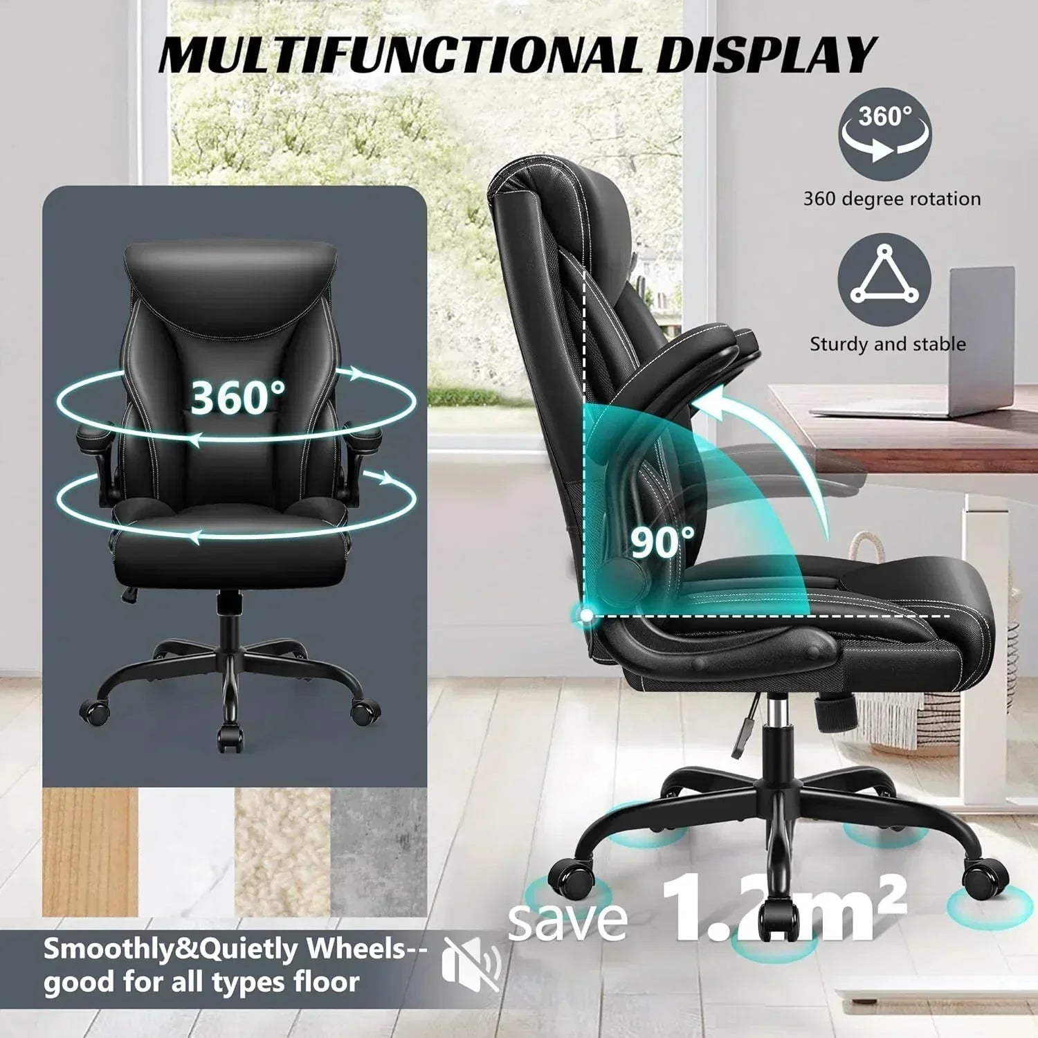 Office Chair Large High-Foot Computer Desk Chair Chair Lumbar Support Rotating Computer Chair wourant