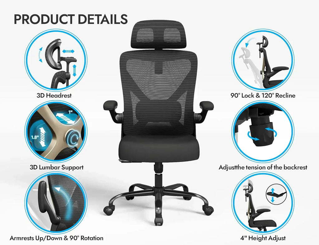 Office computer desk and chair gaming chair with lumbar support and headrest wourant