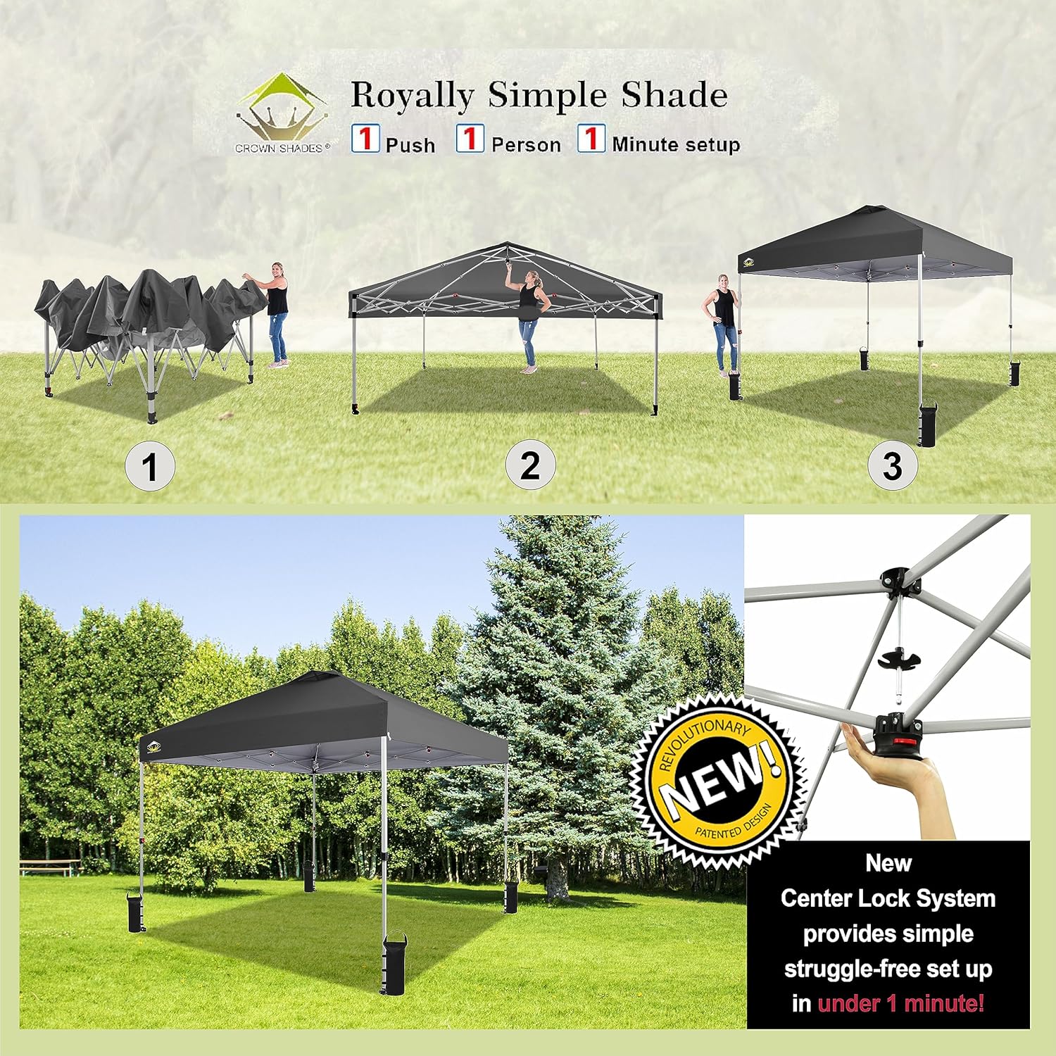10x10 Pop-Up Awning One-Click Installation Beach Tent Outdoor Sunshade Silver Coated Top wourant