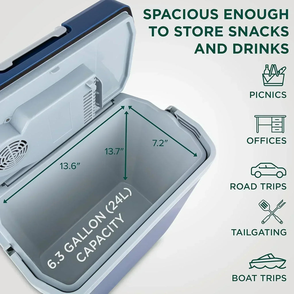 Electric Cooler & Warmer with Handle 24 L Portable Thermoelectric Fridge for Vehicles Trucks wourant