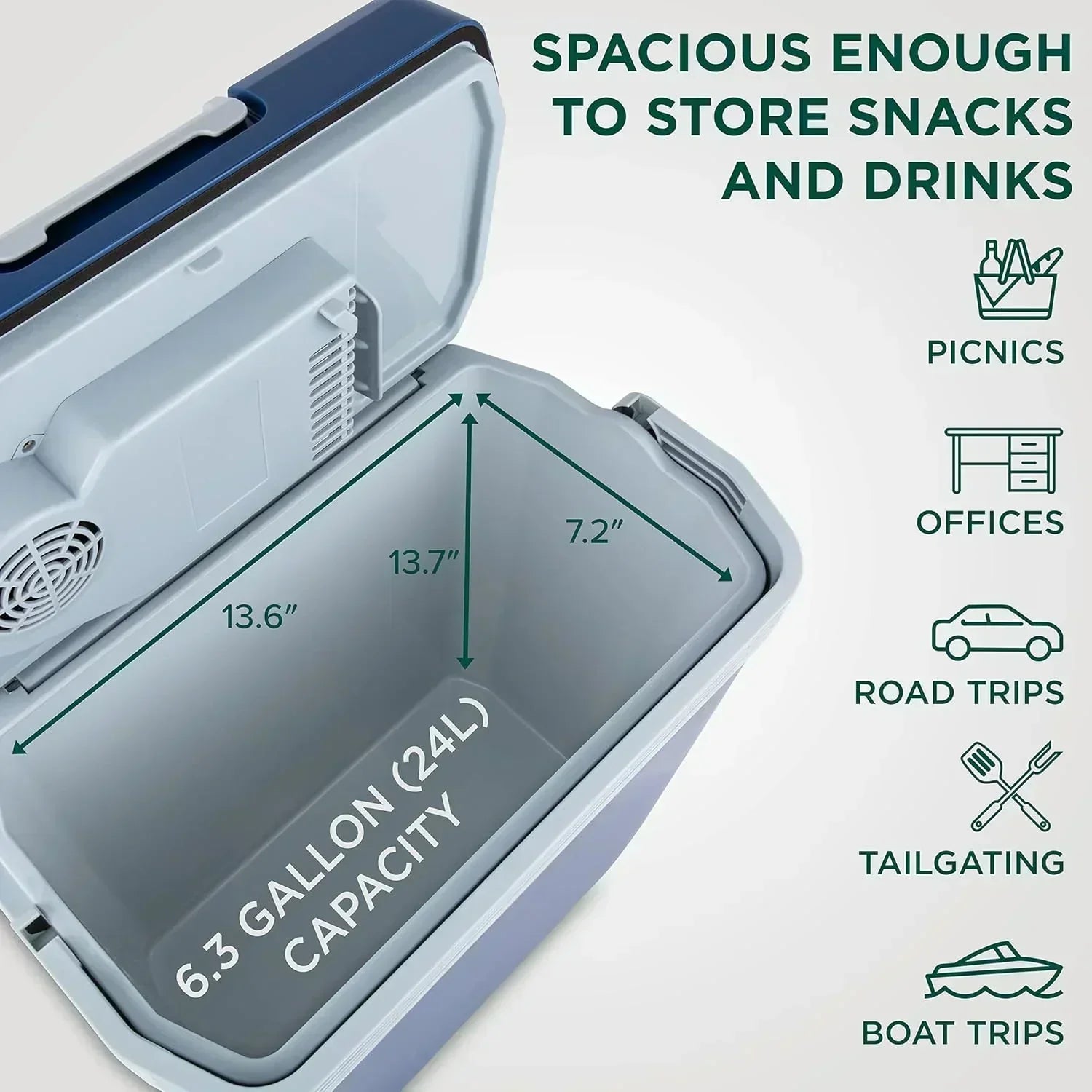 Electric Cooler & Warmer with Handle 24 L Portable Thermoelectric Fridge for Vehicles Trucks wourant
