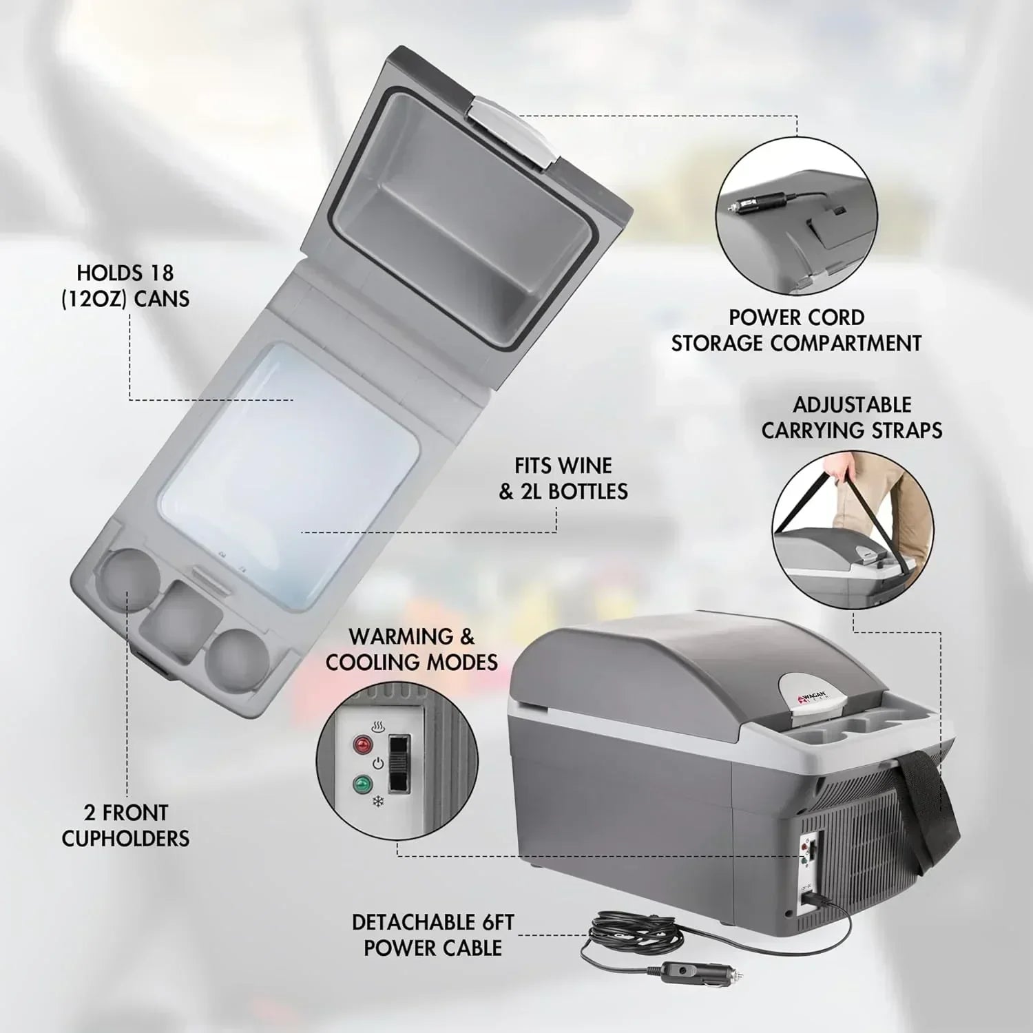 Personal Thermoelectric Cooler/Warmer 14 Liter Capacity Portable Electric Car Cooler wourant