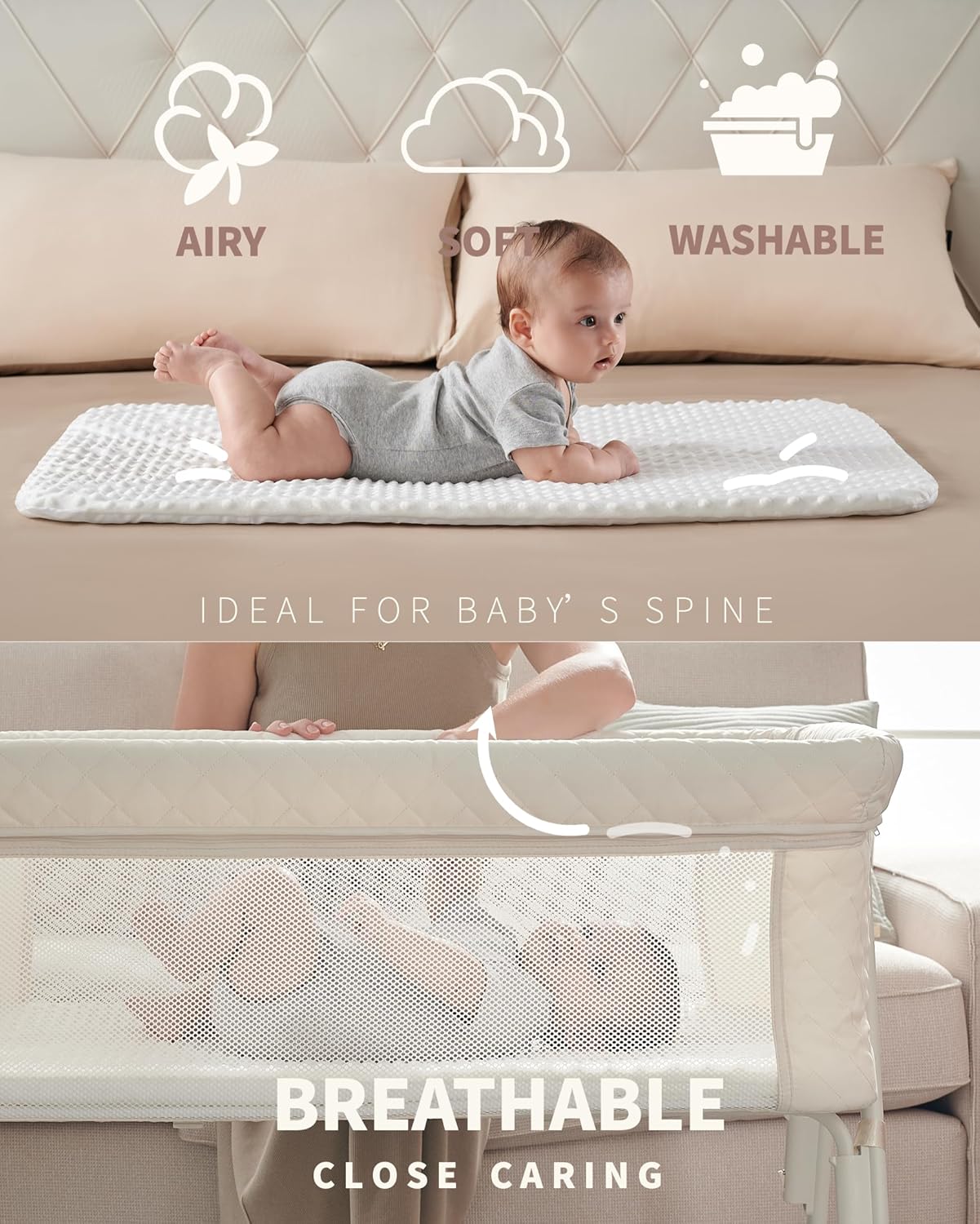 Bassinet Bedside Sleeper Baby Crib for Newborn Baby Bassinets Bedside Sleeper 4 Auto-Lock wourant