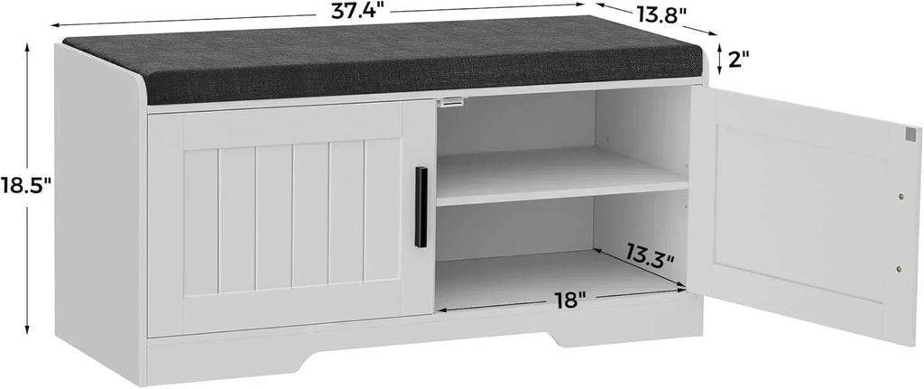 2-Tier Storage Bench Shoe Bench with Thickened Padded Seat Cushion Entryway Bench wourant