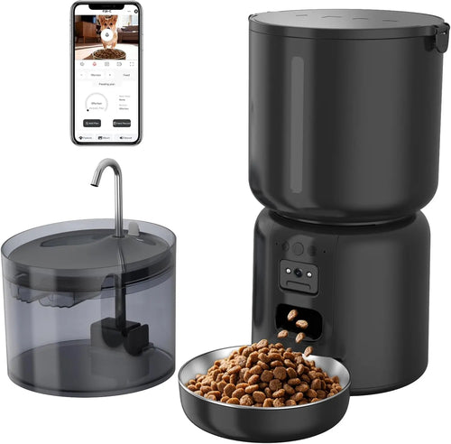 4L Cat Feeder and Water Dispenser Set with 2MP Camera WiFi App Control Single Plug anfaavocat