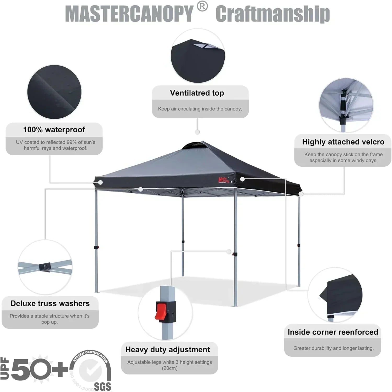 Durable Pop-up Canopy Tent with Roller Bag (10x10 Black) wourant