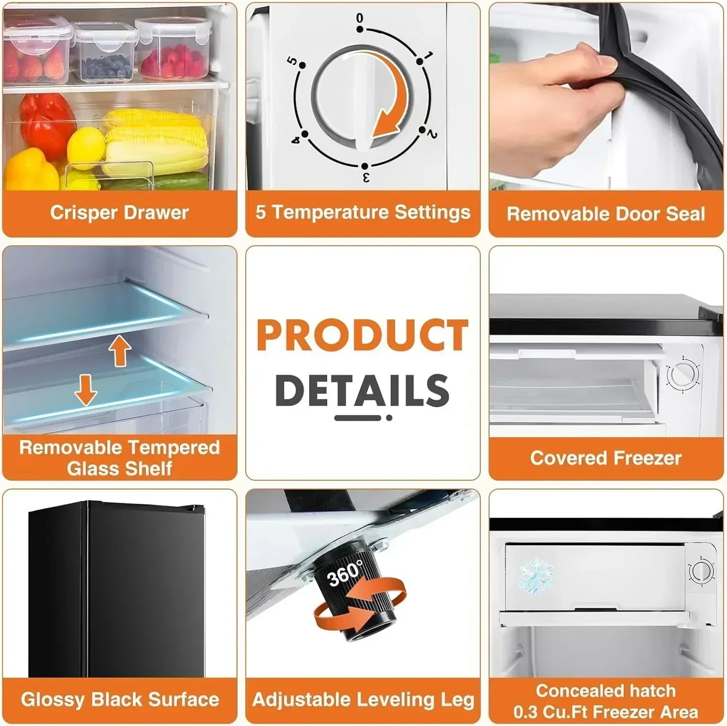 Sweetcrispy 3.2 Cu.Ft Mini Fridge Freezer Small Refrigerator Single Door Adjustable Thermostat wourant