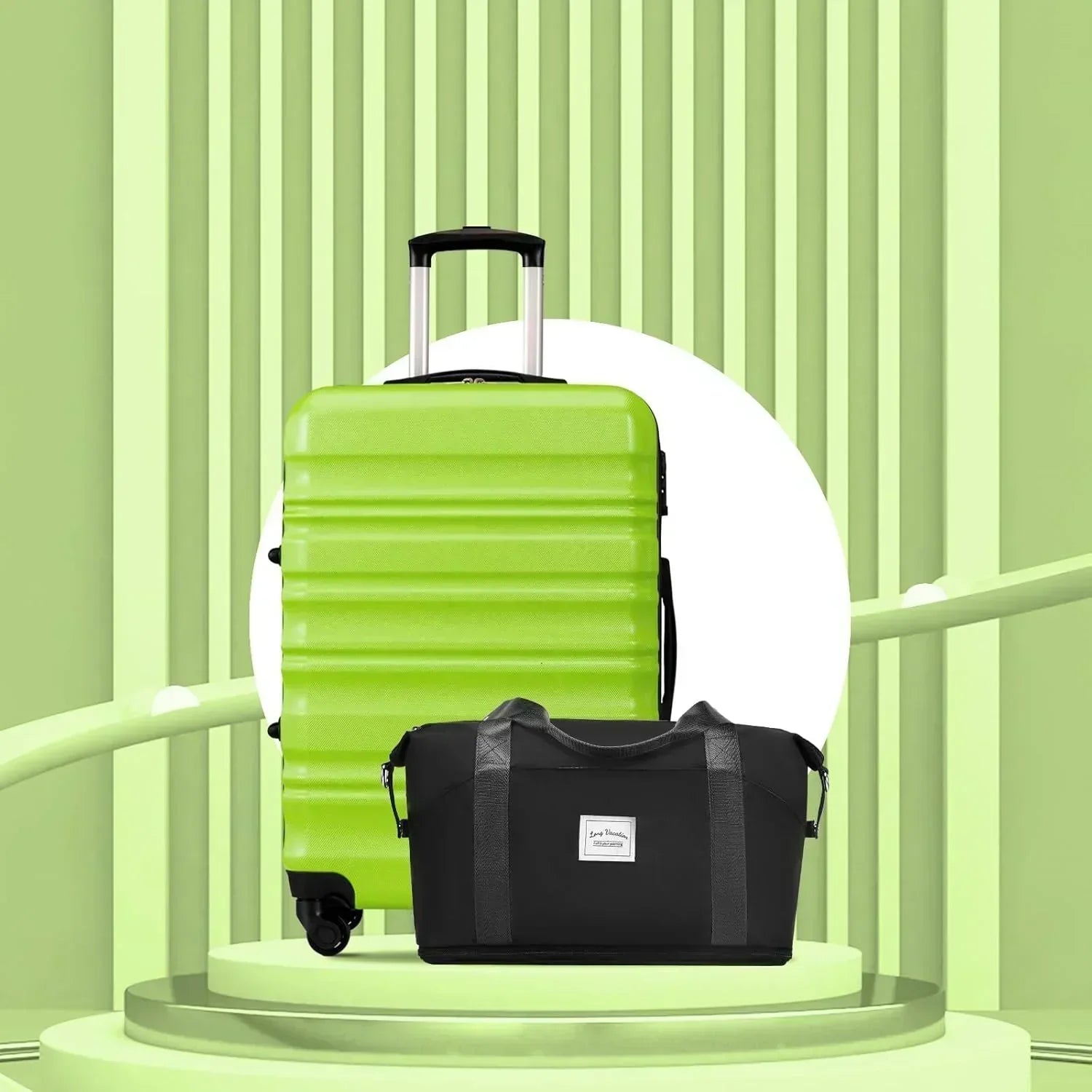 LONG VACATION 6 Piece Luggage Set Carry on Suitcase with ABS+PC hardshell Spinner Wheels wourant