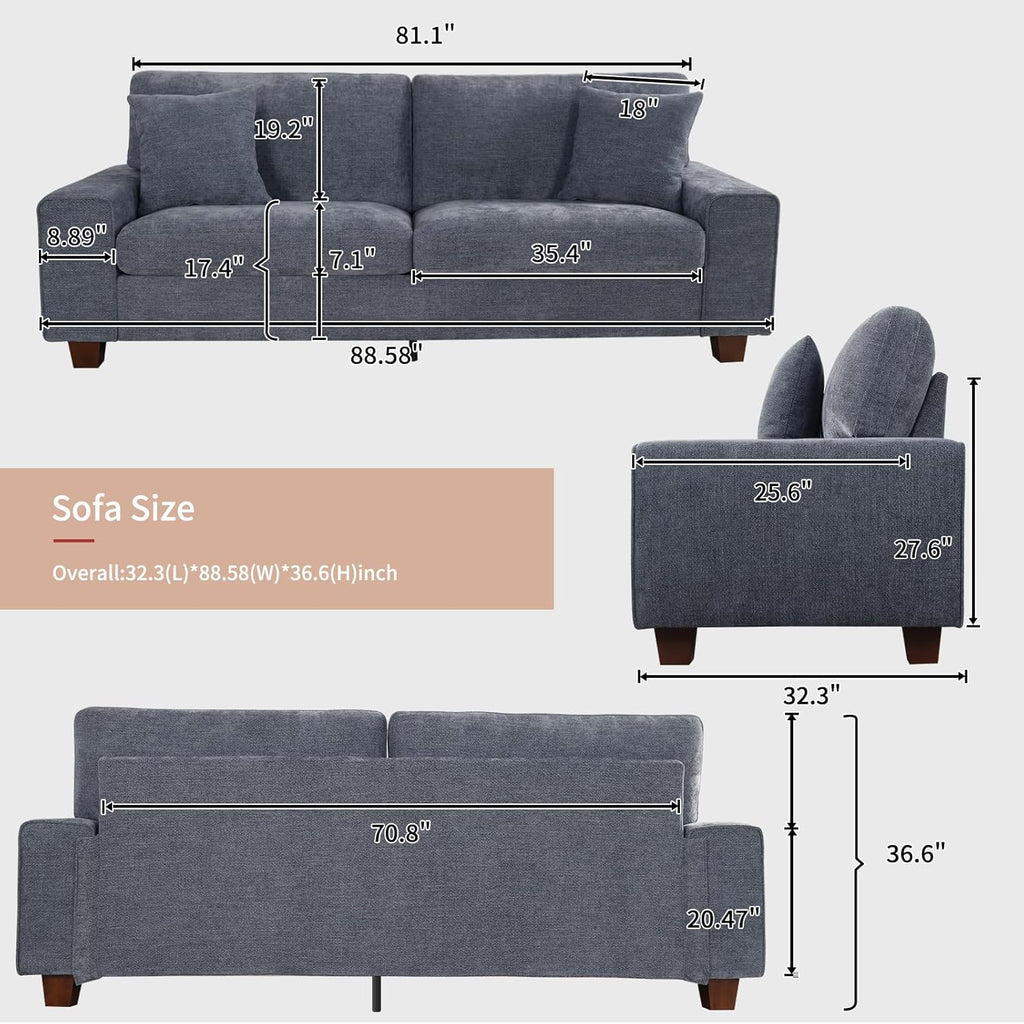 DOPEDIO living room double sofa chenille lounge chair removable solid wood frame wourant