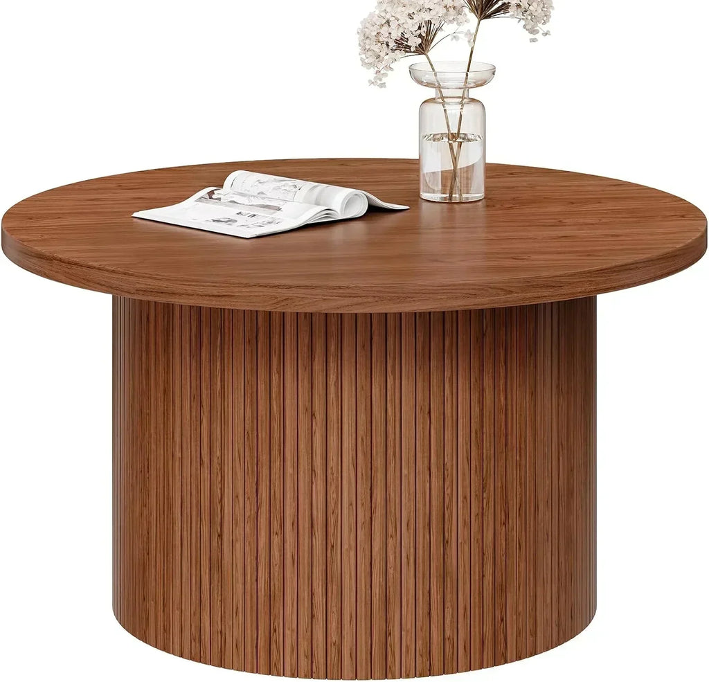 31.5 inch round coffee table living room roll-up coffee table mid-century modern wood coffee table wourant