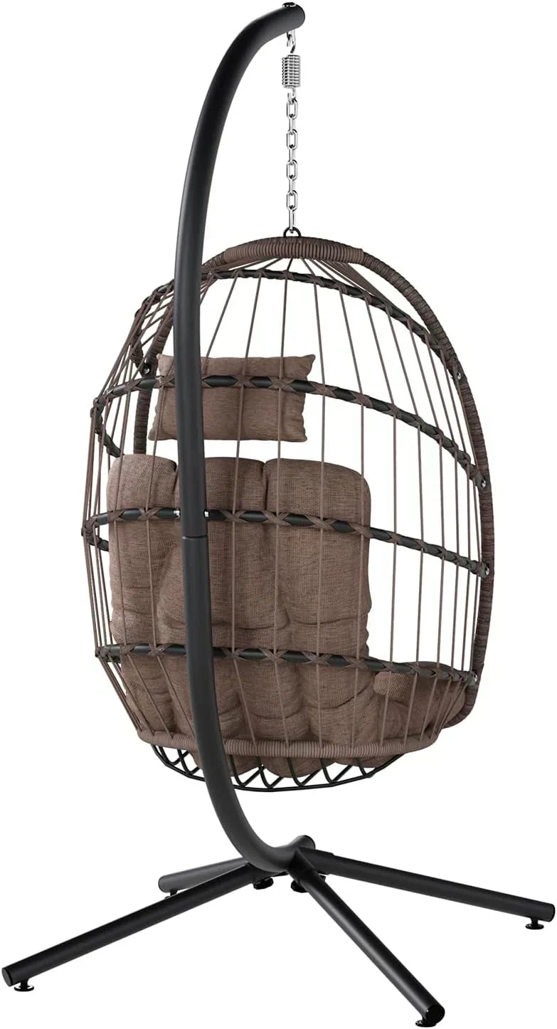 SWITTE Egg Chair Outdoor with Stand Indoor Wicker Hanging Egg Swing Chair with Cushion wourant
