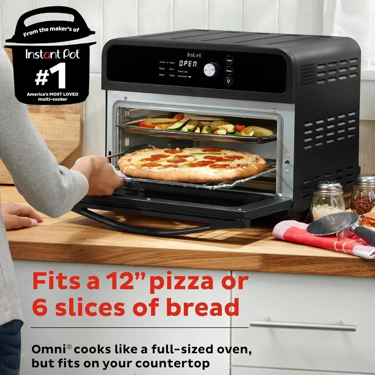 Instant Pot Omni Plus 19QT/18L Toaster Oven Air Fryer 10-in-1 Functions Fits 12" Pizza Crisp Broil wourant