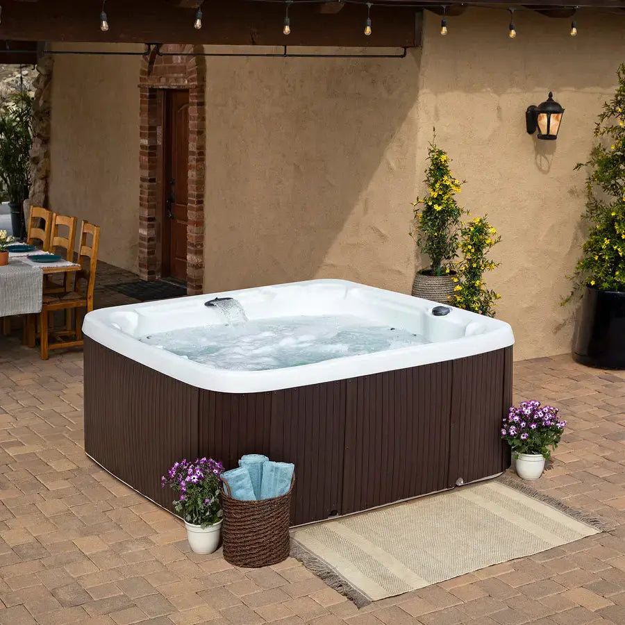 Lifesmart Spas LS700DX 230 Volt 7-Person 90-Jet Square Hot Tub with Ozonato wourant