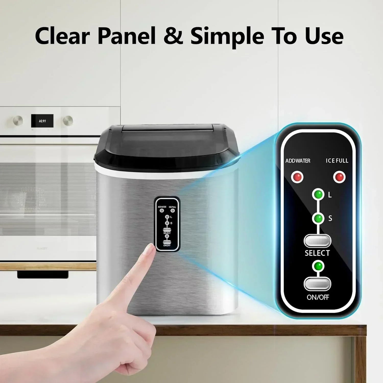 EUHOMY Nugget Ice Maker Countertop with Handle Ready 34lbs Per Day Removable Top Cover wourant