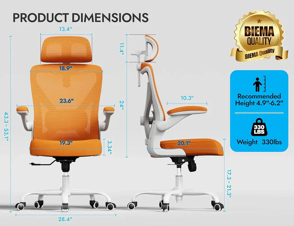 Office computer desk and chair gaming chair with lumbar support and headrest wourant