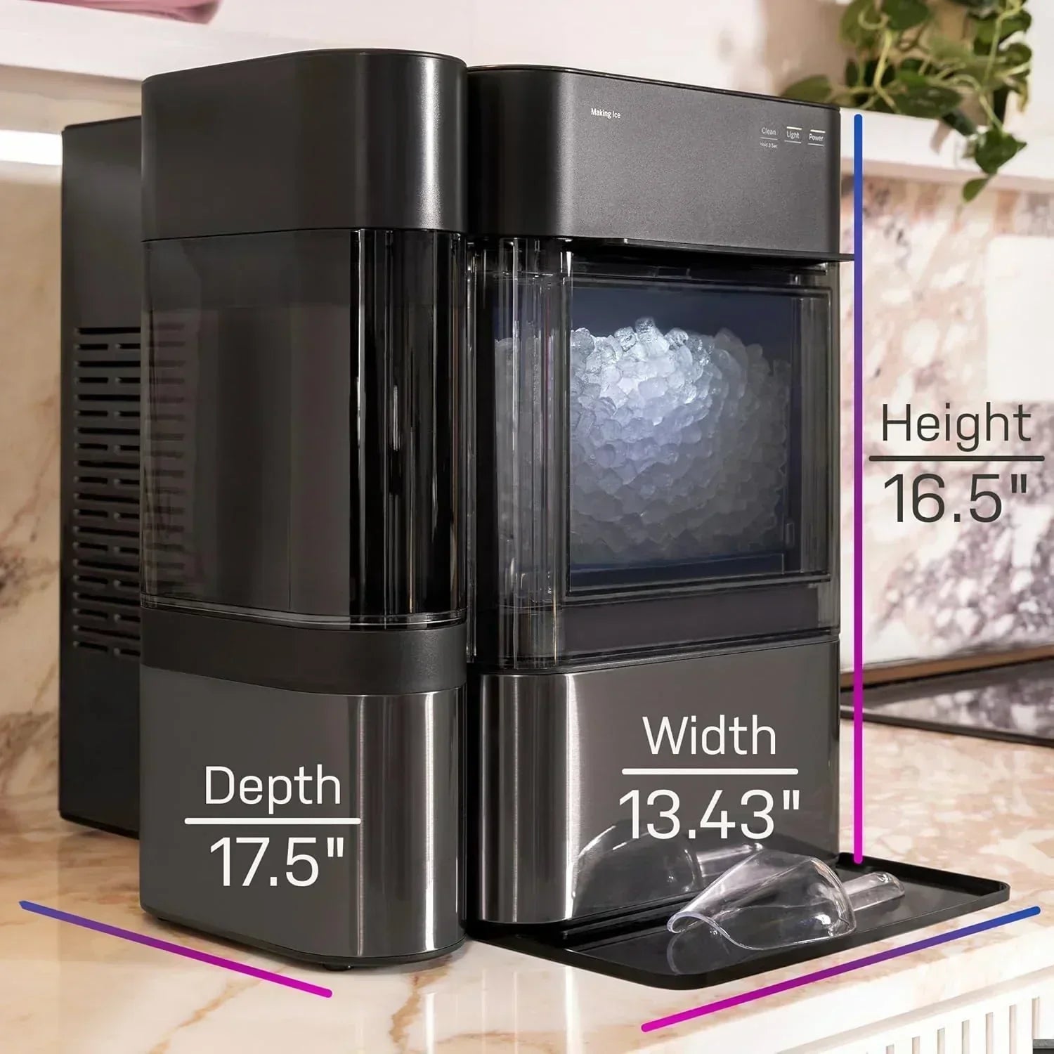 GE Profile Opal 2.0 XL with 1 Gallon Tank Chewable Crunchable Countertop Nugget Ice Maker wourant