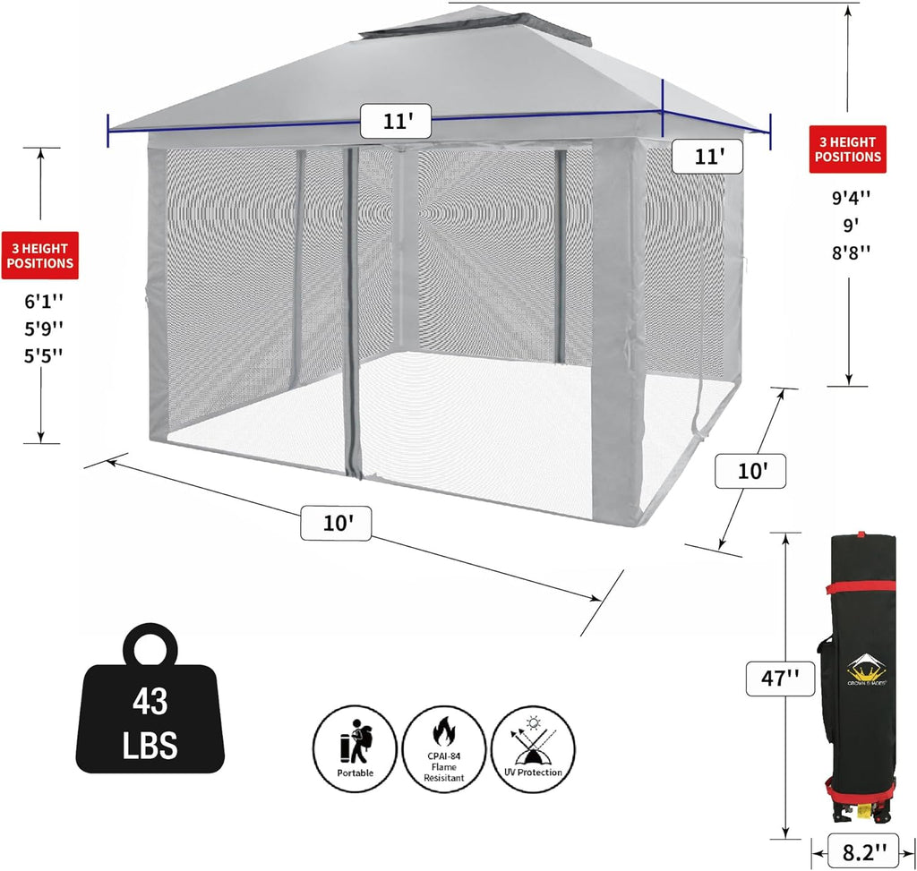 CROWN SHADES 13x13 Pop Up Gazebo Canopy Tent Gazebos on Clearance Outdoor Gazebo wourant