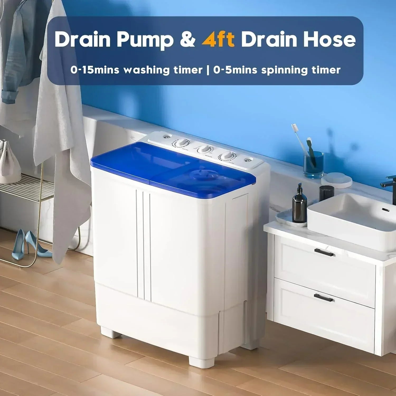 Auertech Portable Washing Machine 28lb Twin Tub Washing Machine Compact Washing Machine wourant